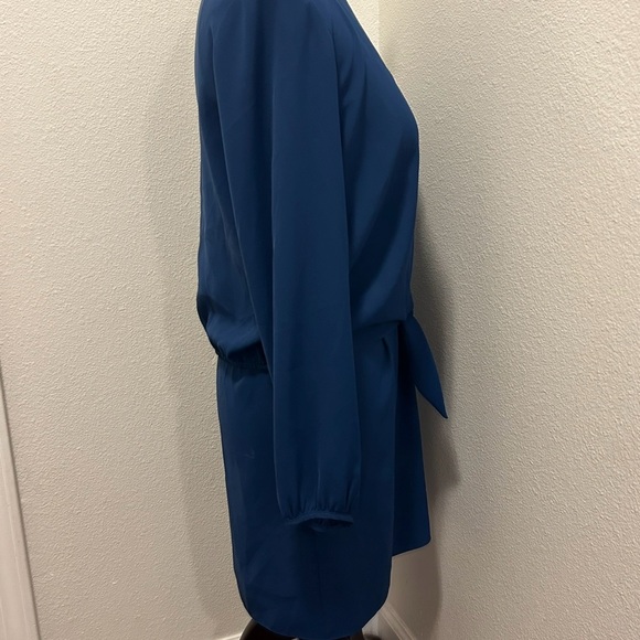 Amanda Uprichard Blue Cardigan Dress Combo Jacket Dress Tie Front Size M - Picture 2 of 8